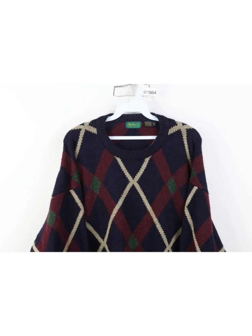 Vintage 90s Streetwear Mens XL Silk Blend Knit Argyle Diamond Crewneck Sweater